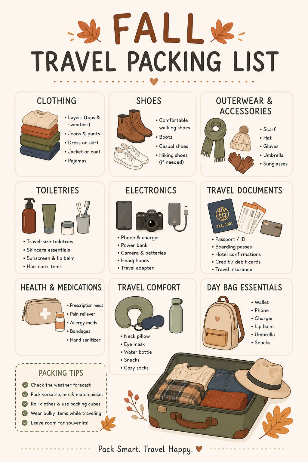 Fall Travel Packing List: Everything You Need for a Cozy and Stress ...