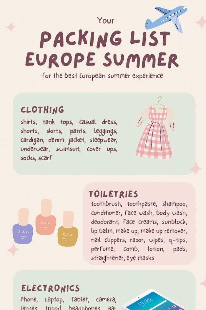 Packing List for Europe in Summer