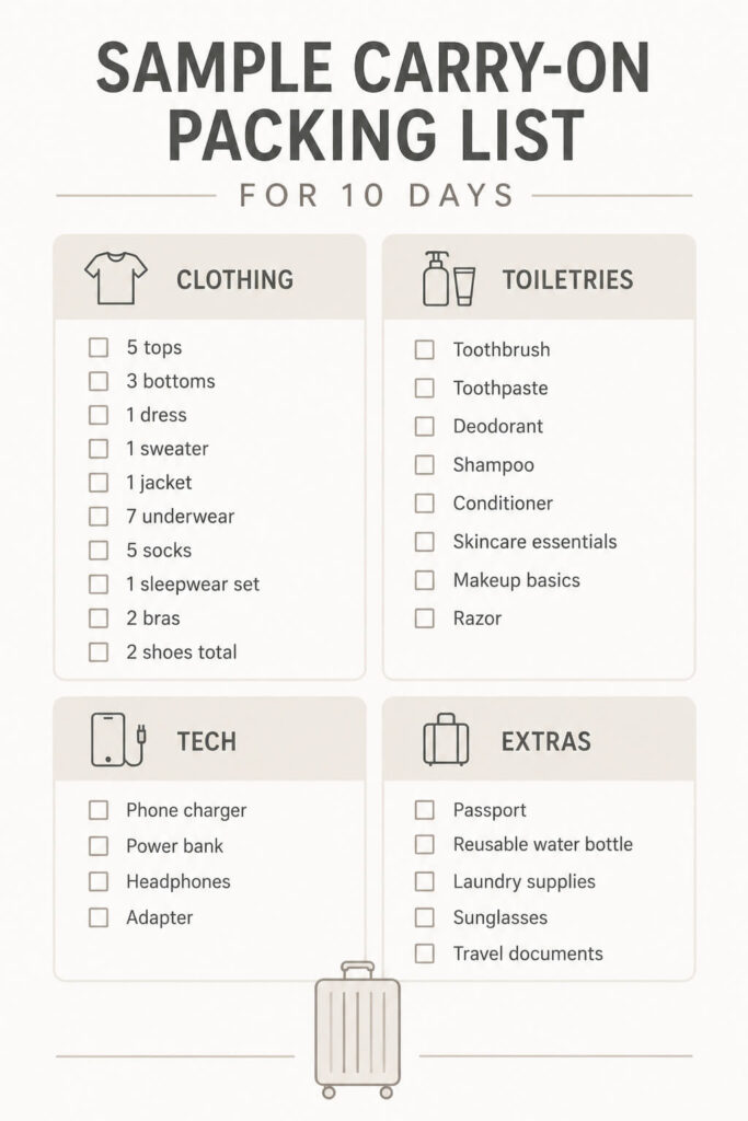 how to pack a carry on for 10 days