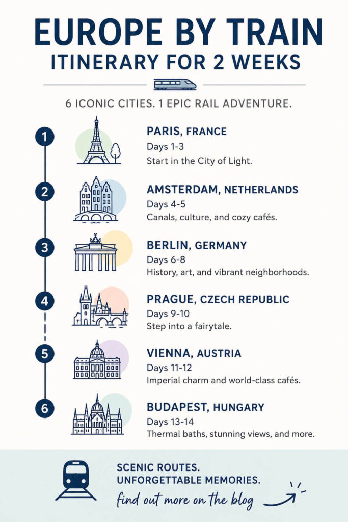 Europe by train itinerary for 2 weeks