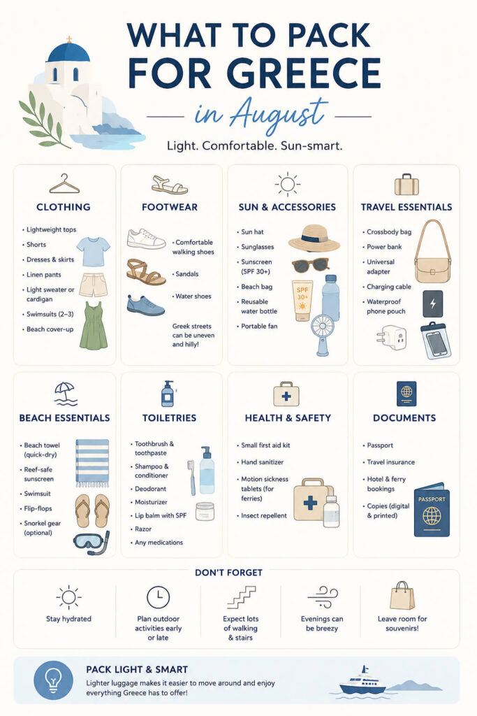 what to pack for greece in august
