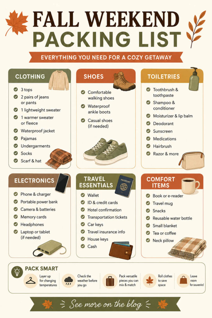 fall weekend packing list