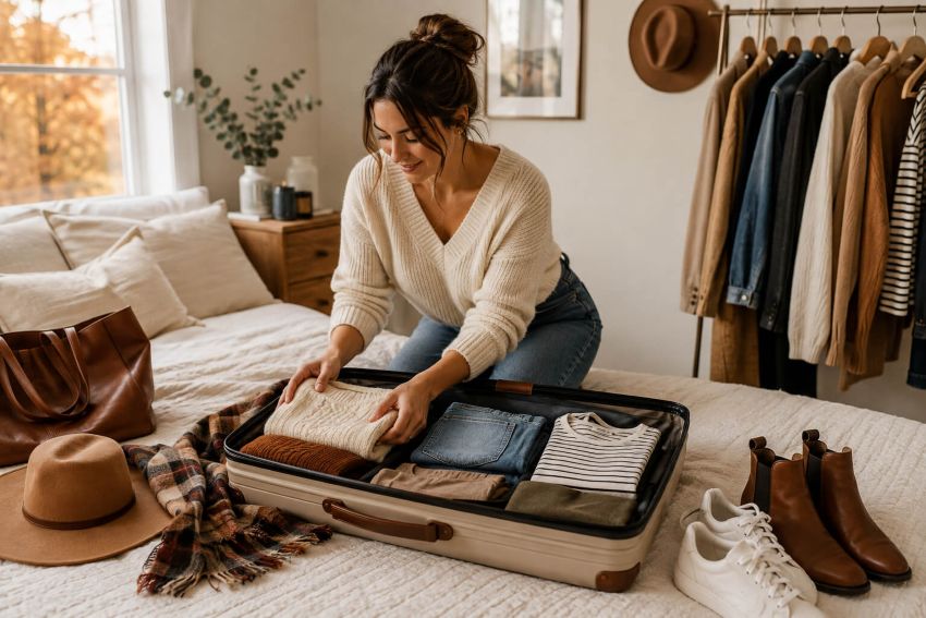 fall weekend travel capsule wardrobe