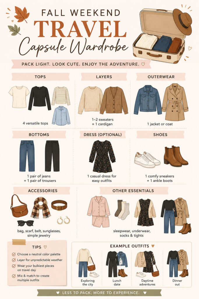 fall weekend travel capsule wardrobe