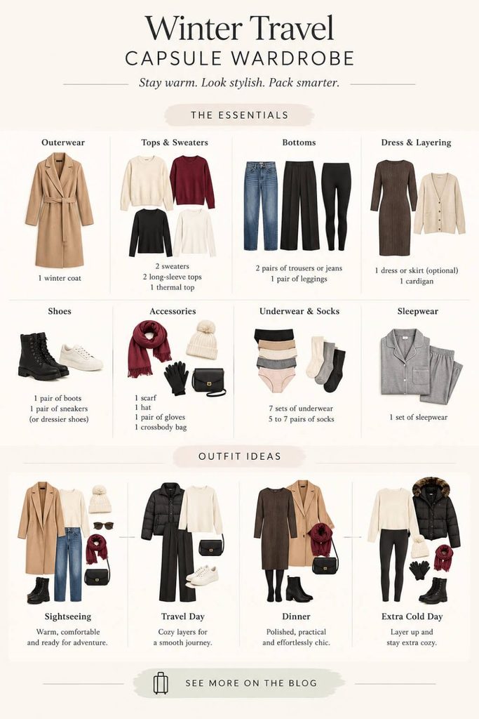 winter travel capsule wardrobe